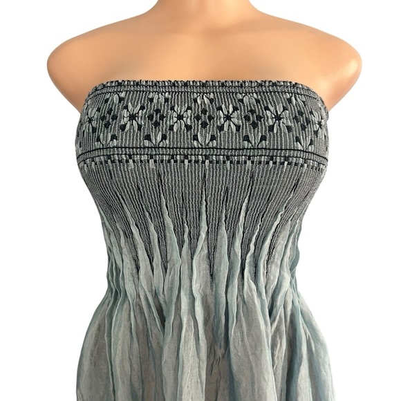 3/$30 🍂 Anthropologie Lapis Boho Convertible Tube Dress CoverUp Maxi Skirt Blue - Picture 4 of 11